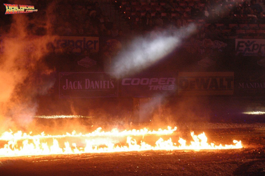 Rent the DeLorean Time Machine and your event could feature flaming fire trails just like we show in this photo.