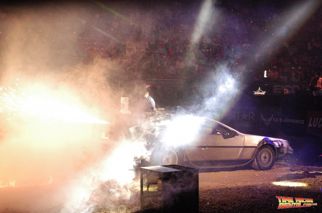 Rent the DeLorean Time Machine and your event could feature an amazing pyrotechnics as demonstrated by the Professional Bull Riders championship pyro team.