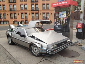 Renting the Back to the Future Car usually begins with a fill-up at the gas station while all systems are checked out for the road trip.