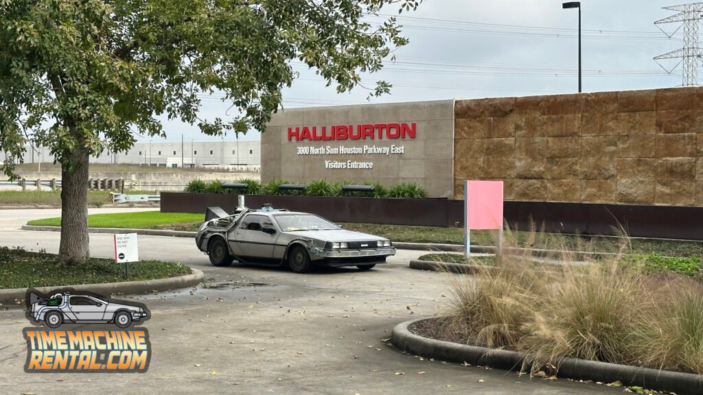 Renting a Back to the Future DeLorean TIme Machine is what makes this company video produced by Halliburton extra special. A real DeLorean creates a mystique that cannot be duplicated.